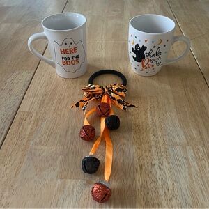 2 Ceramic Halloween Mugs & Bell Door Hanger
